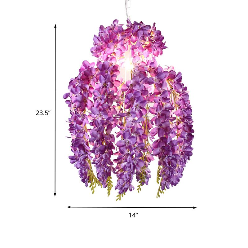 Lámpara de colgante floral púrpura de metal antiguo 1 restaurante colgante de suspensión LED LED