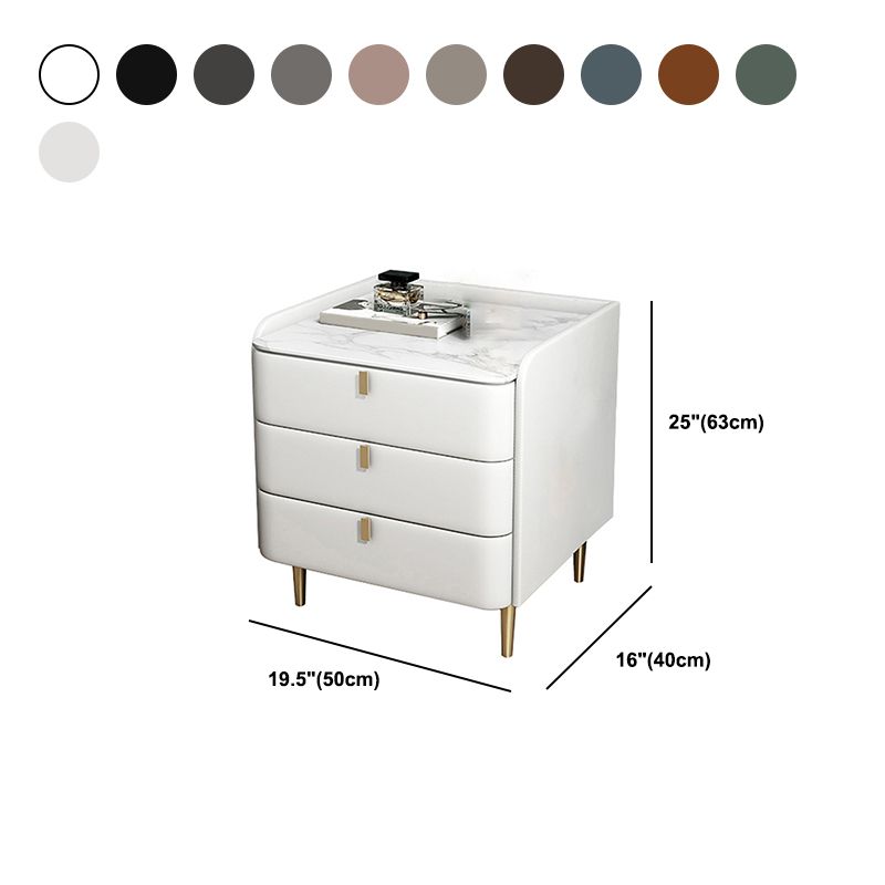 Solid Wood Frame 3 Drawer Leather Multicolor Choice Gold Table Leg Nightstand