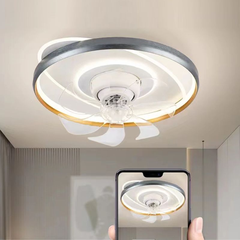 Nordic Style Ceiling Fan Lamp Circle Shape Colorful LED Ceiling Fan Light for Living Room