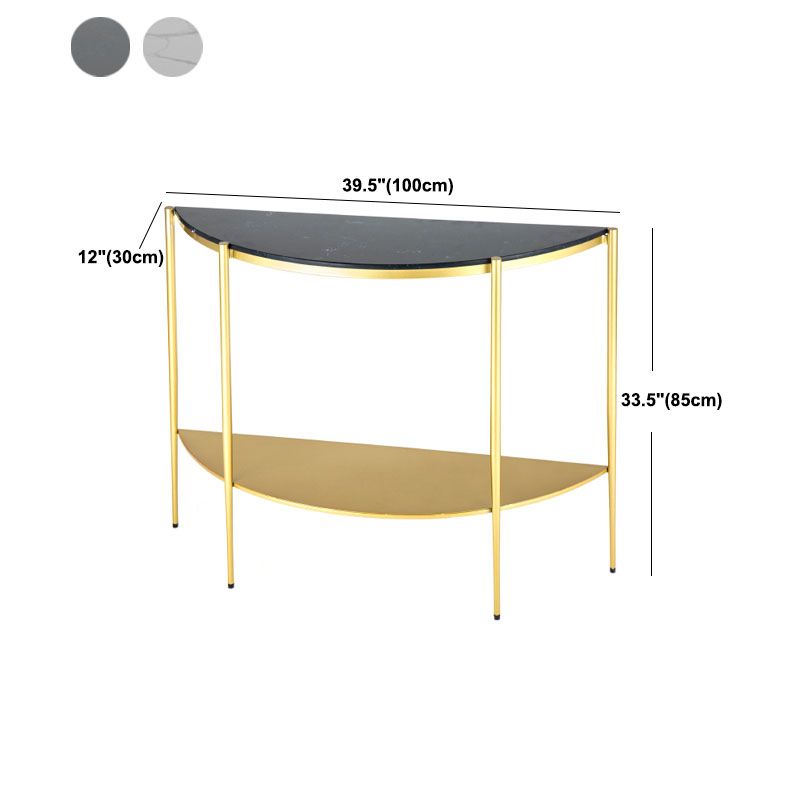 Glam Marble Console Table Half Moon 4 Legs Accent Table for Hall