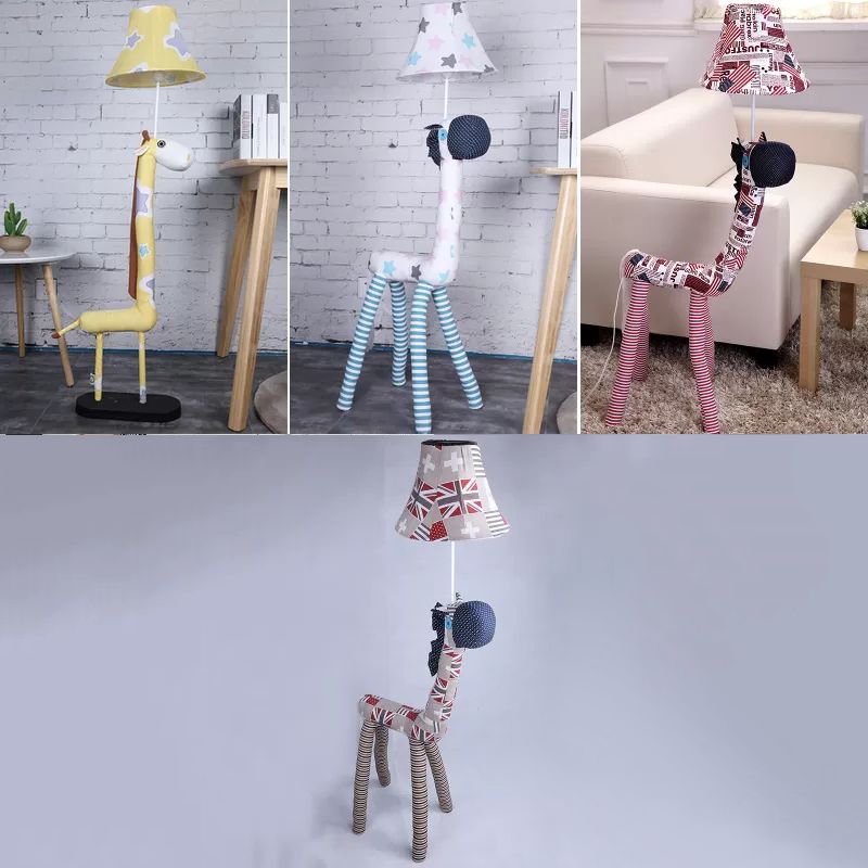 High Animal Dining Room Floor Light Fabric 1 Light Lovely Floor Lamp with Tapered Shade