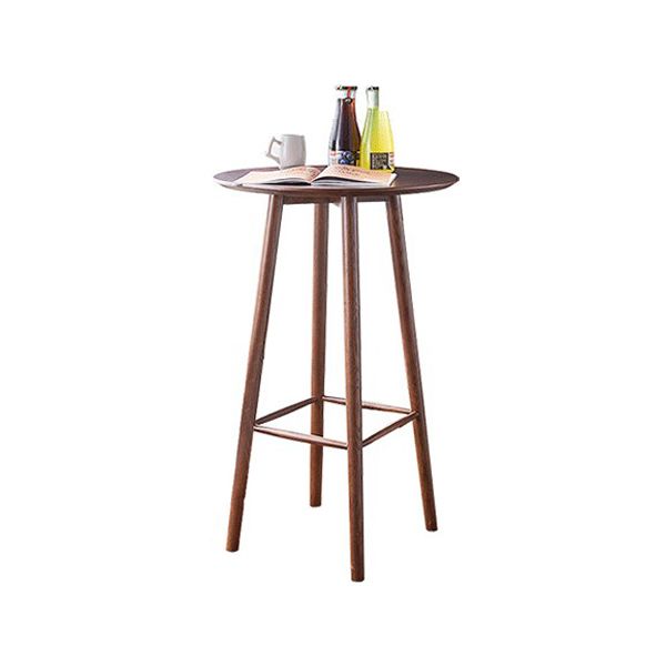 Round Shape Wood Top Counter Table 4 Legs Industrial Bar Table for Dining Room