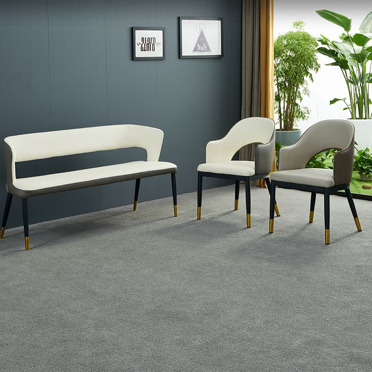 Modern 19.5" H Upholstered Bench High-Back Dining Seating Bench with 4 Metal Legs