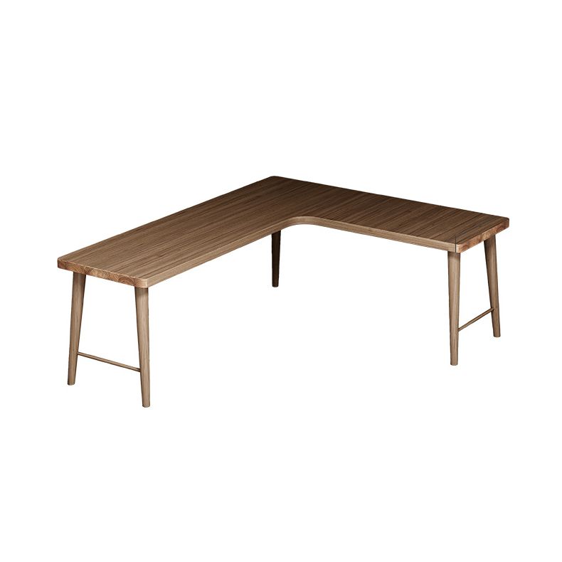 Modern Style Wooden Office Desk L-Shaped Brown Writing Desk for Home