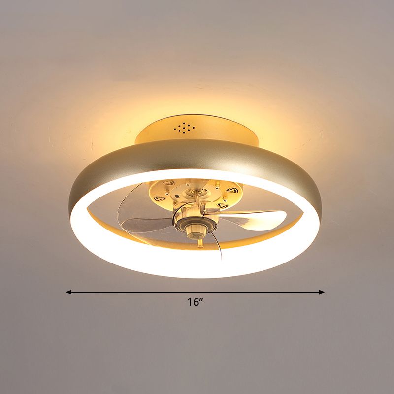 3 bladen cirkel metalen plafondventilator licht minimalistisch gouden led semi -spoellamp met afstandsbediening met externe