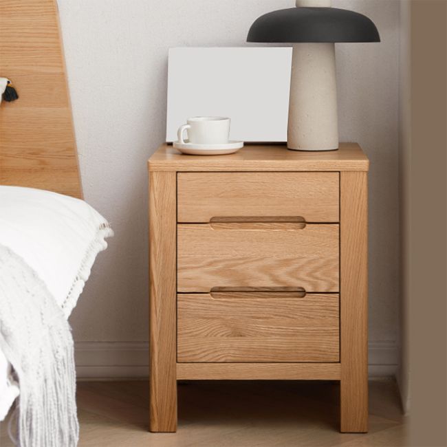 Solid Wood Brown Kids Bedside Table Modern Wooden Nightstands