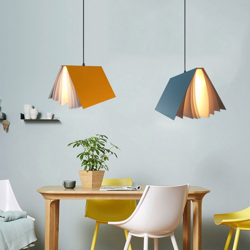 Metal Book Shade Hanging Lights Modern Macaron Style 1 Head Hanging Mount Fixture for Restaurant