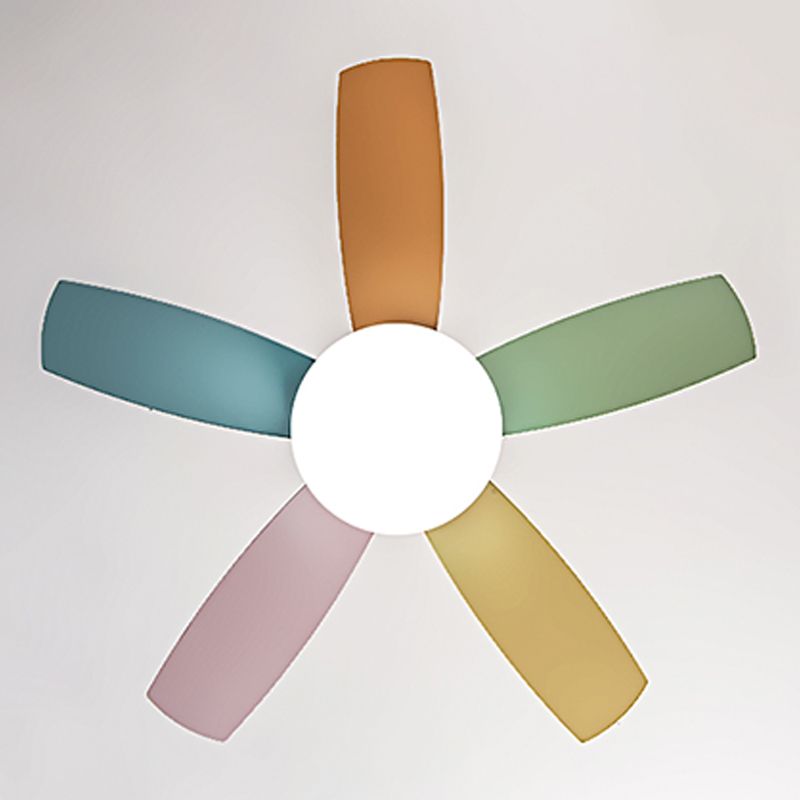 Modern Simple Metal Ceiling Fan Lamp Colorful Blades LED Ceiling Fan Light for Bedroom