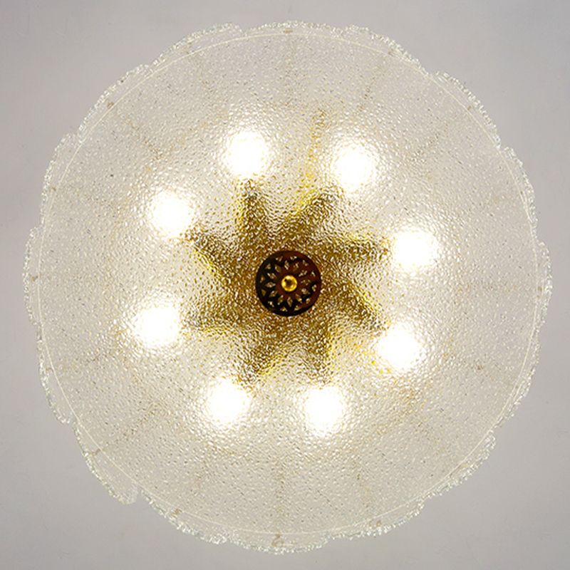 Glass Half Cylinder Flush Mount Modern Multi Lights Flush Mount Ceiling Fixture in Gold