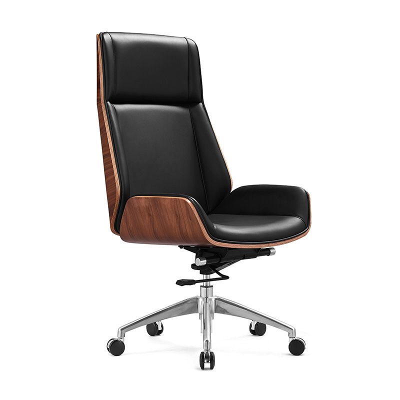 Modern No Arm Desk Chair Leather Task Chair with Wheels for Office