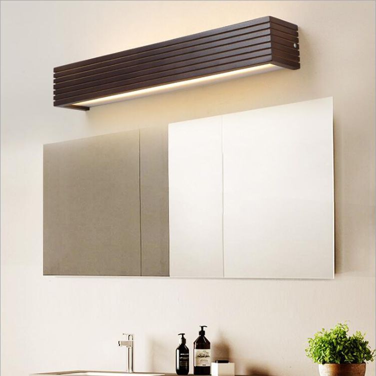 Shade Lineal Wood Pared Spliques Modern 1 Light Mirror Lighting Accesors en marrón