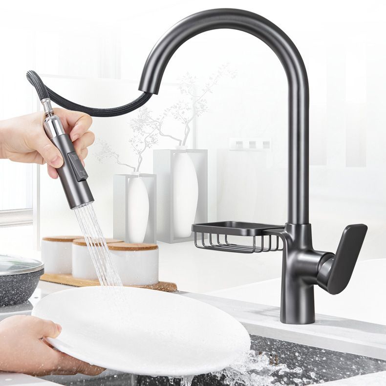 Modern Pot Filler Brass Pulldown Sprayer with Accessories Swivel Spout Kitchen Faucet