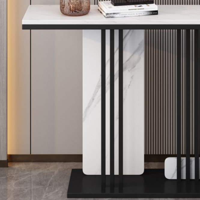 Contemporary Rectangle Console Table with Pedestal Base for Hall