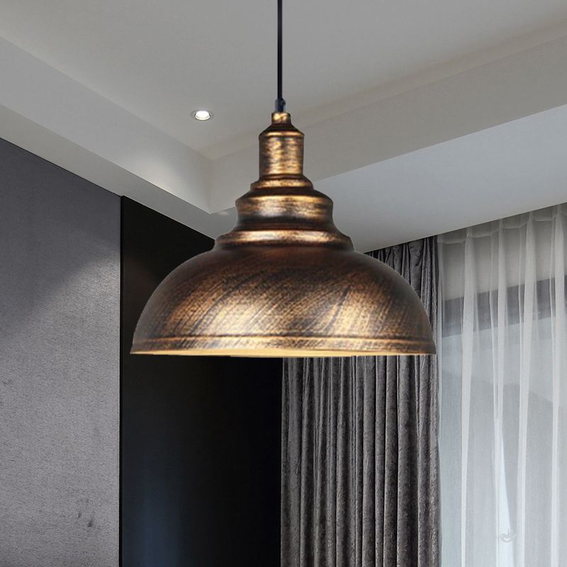 Gewölbter Restaurant Anhänger Beleuchtung Vintage Eisen 1-Licht Schwarz/Bronze Finish Hanging Lamp Kit