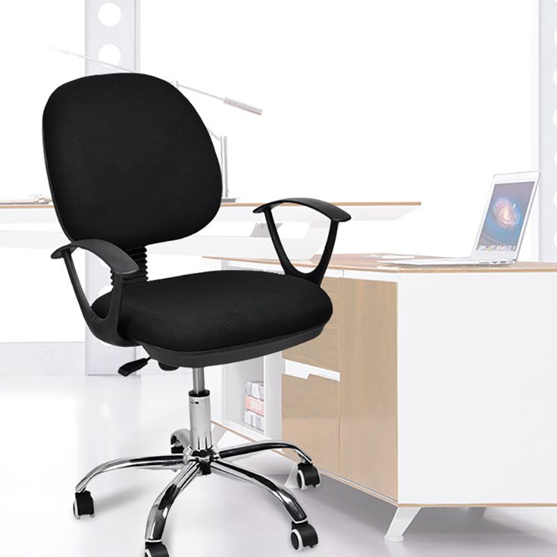 Contemporary Swivel Chair Microfiber Black Task Office Chair