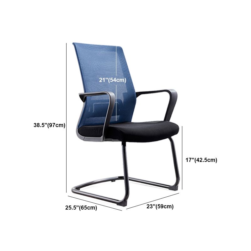 Modern Breathable AirGrid Arm Chair Microfiber Blue Desk Mid-Back Chair