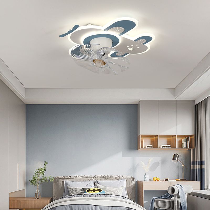 7-Blade Children Ceiling Fan LED Fan with Light for Dining Room