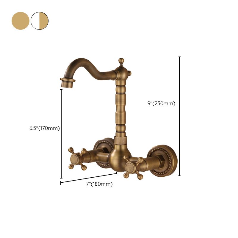 Wall Mounted Faucet Glam Style Bathroom Faucet with 2 Handles