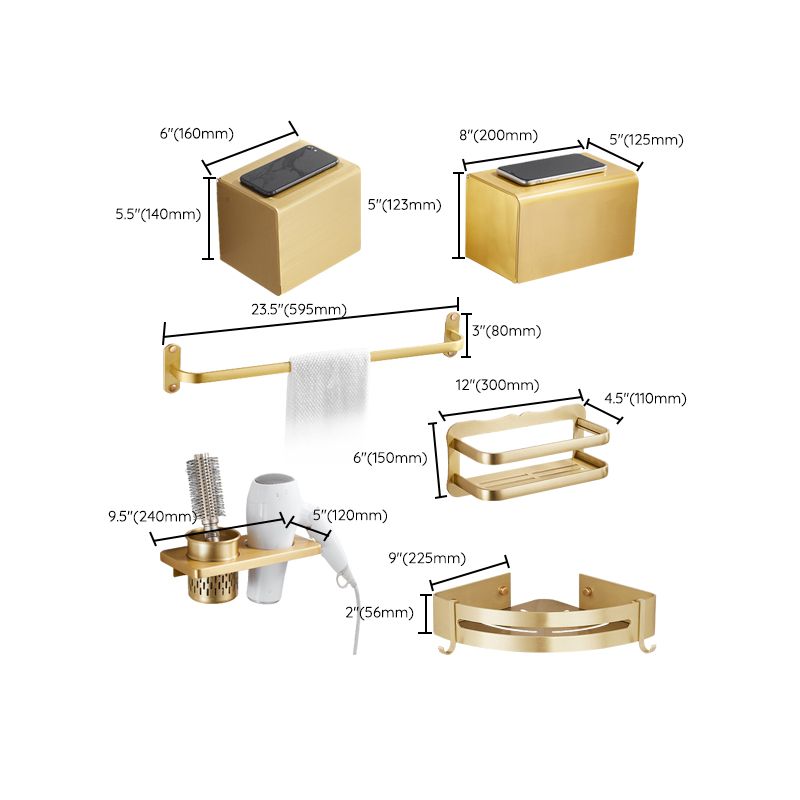 Modern Gold Bathroom Accessory Kit Towel Bar Bath Shelf Bath Hardware Set