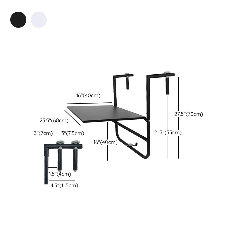 Black Iron Balcony Table 27.55" High Rectangle Water Resistant Table