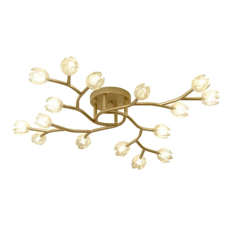 Flower Semi Flush Mount Light Fixture Modern Clear Glass Ceiling Light Fixtures for Living Room