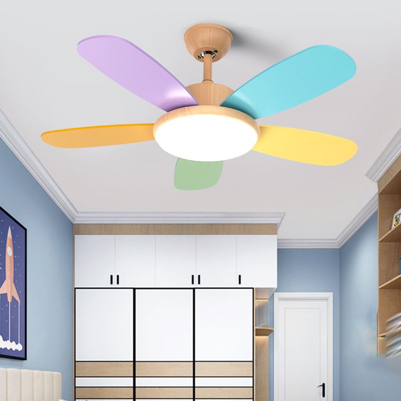 Nordic Style Colorful Ceiling Fan Lamp Acrylic Shade Ceiling Fan Light for Bedroom