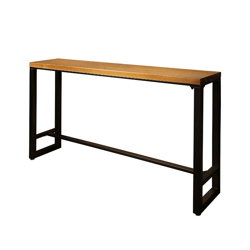 Industrial Style Rectangle Bar Table Solid Wood Bistro Bar Desk with Footrest