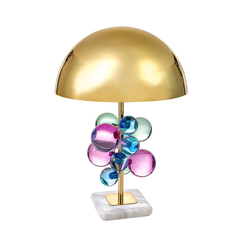 Brass Dome Night Table Lighting Modernity 1 Light Metal Nightstand Lamp with Crystal Ball Decor