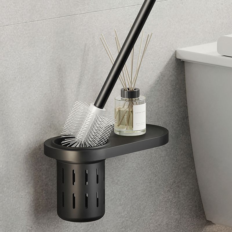 Contemporary Black Finish Bathroom Accessory Set with Bath Shelf/Towel Bar