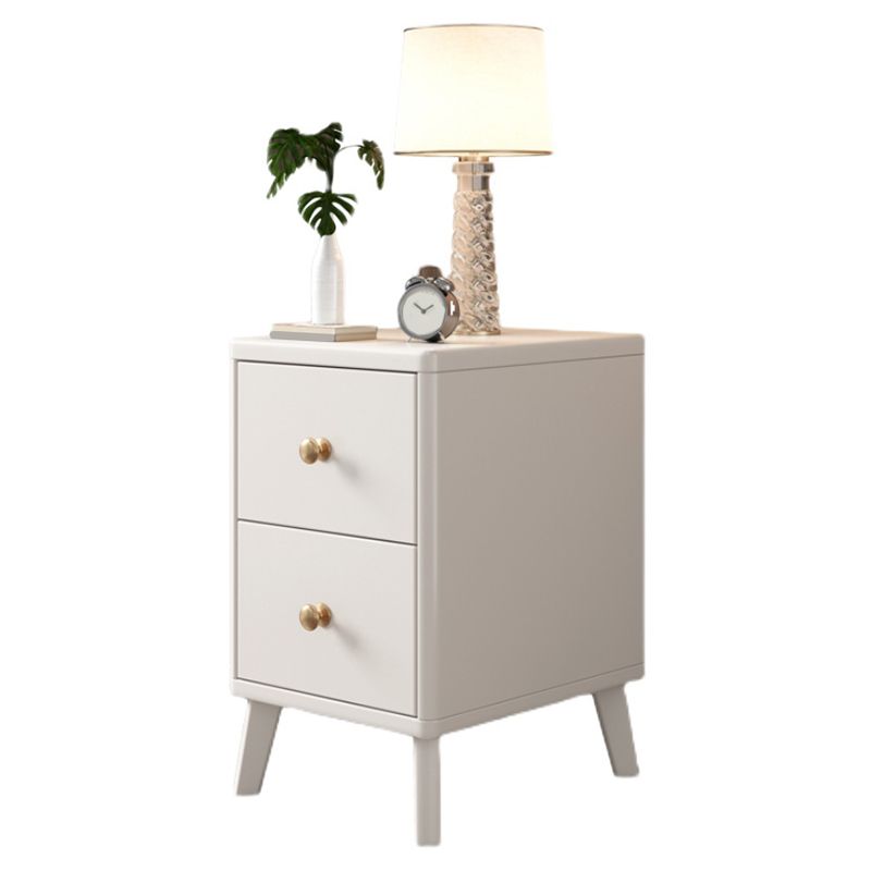 Solid Wood Nightstand Modern 2-Drawer Storage 20 Inch H Night Table with Legs