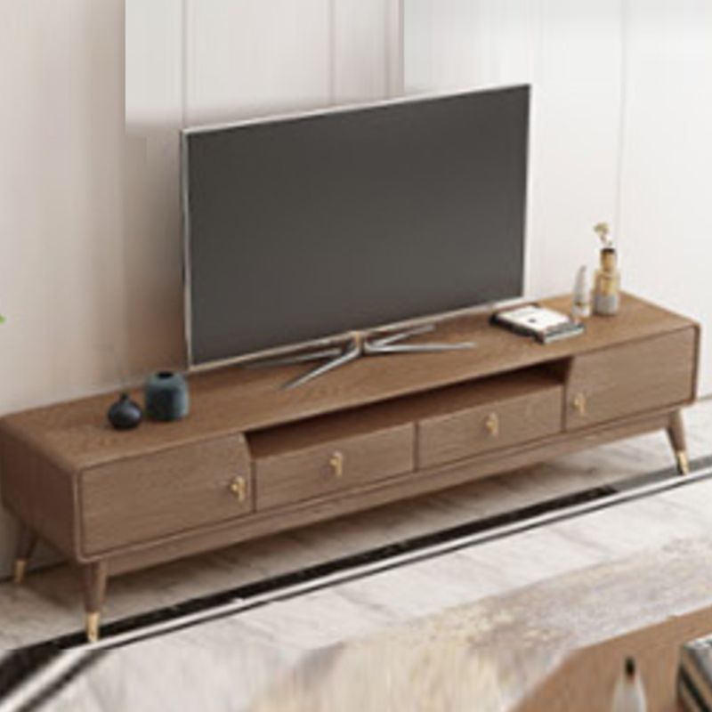 Solid Wood TV Media Console Scandinavian Stand Console with Drawers