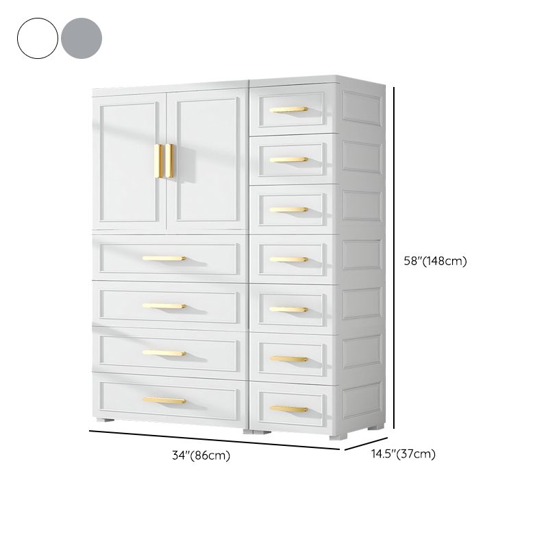 Contemporary Style Plastic Armoire Cabinet Bedroom Youth Armoire