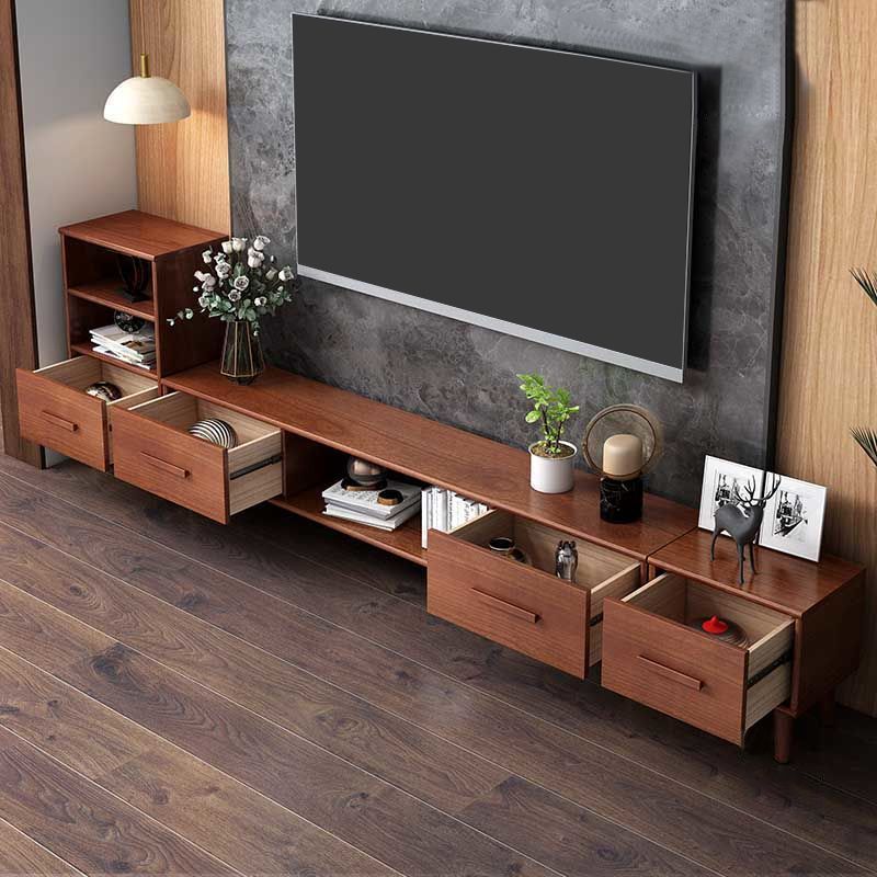 Wooden TV Media Console Contemporary TV Console with Drawers