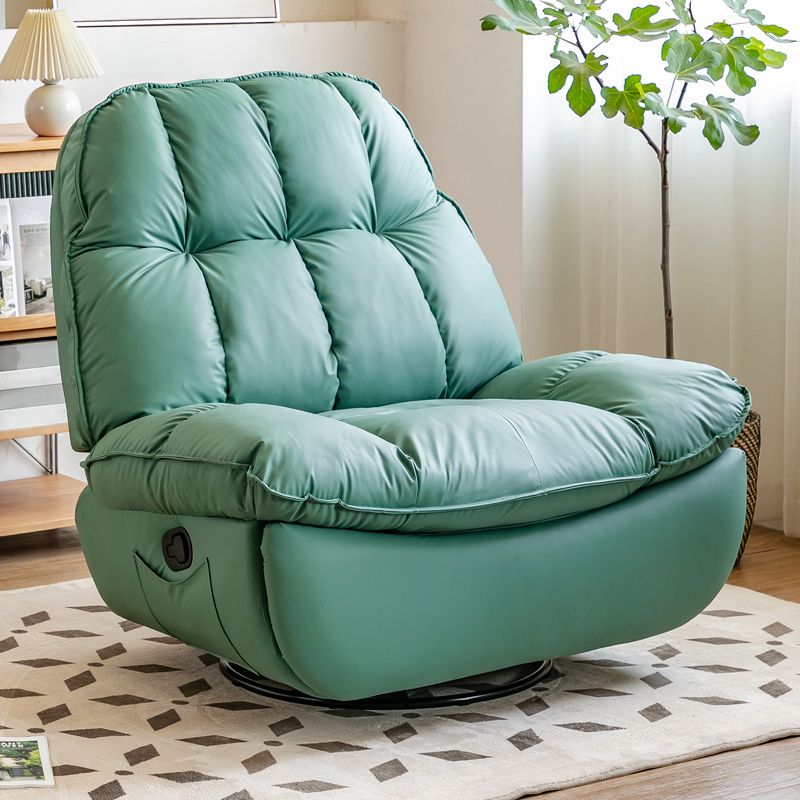 Contemporary Recliner Chair Swivel Rocker Solid Color Tufted Back Indoor