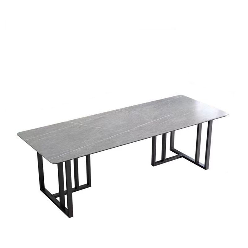 Rectangle Stone Top Office Desk Modern Style Writing Desk with Metal Base for Office