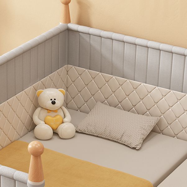 Solid Wood Baby Crib Washed Natural Crib with Guardrail and Mattress