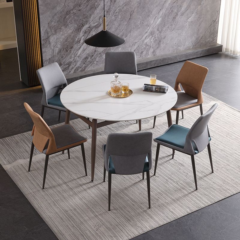 Modern Style Faux Leather Dining Chair Metal Armless Dining Chair for Restaurant Use