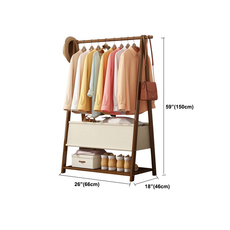 Solid Wooden Coat Rack Shelf Storage and Hanging Rail Coat Hanger