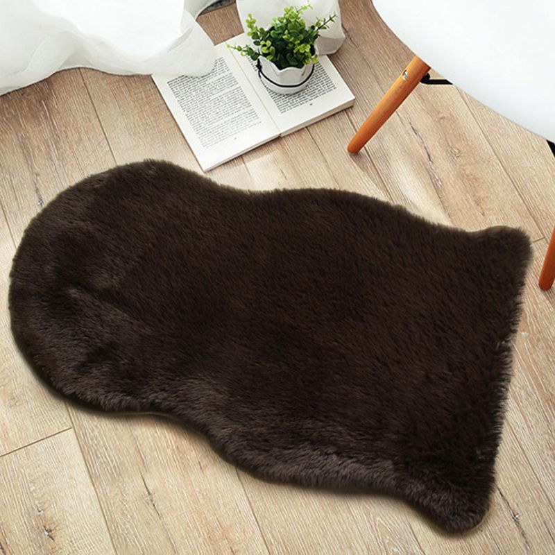 Irregular-Shape Plain Rug Multi Colored Nordic Rug Plush Pet-Friendly Anti-Slip Backing Washable Rug for Room