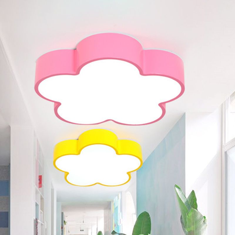 Flower Shaped Flush Mount Lighting Cartoon Metallic Nursery LED Flush Mount Fixture