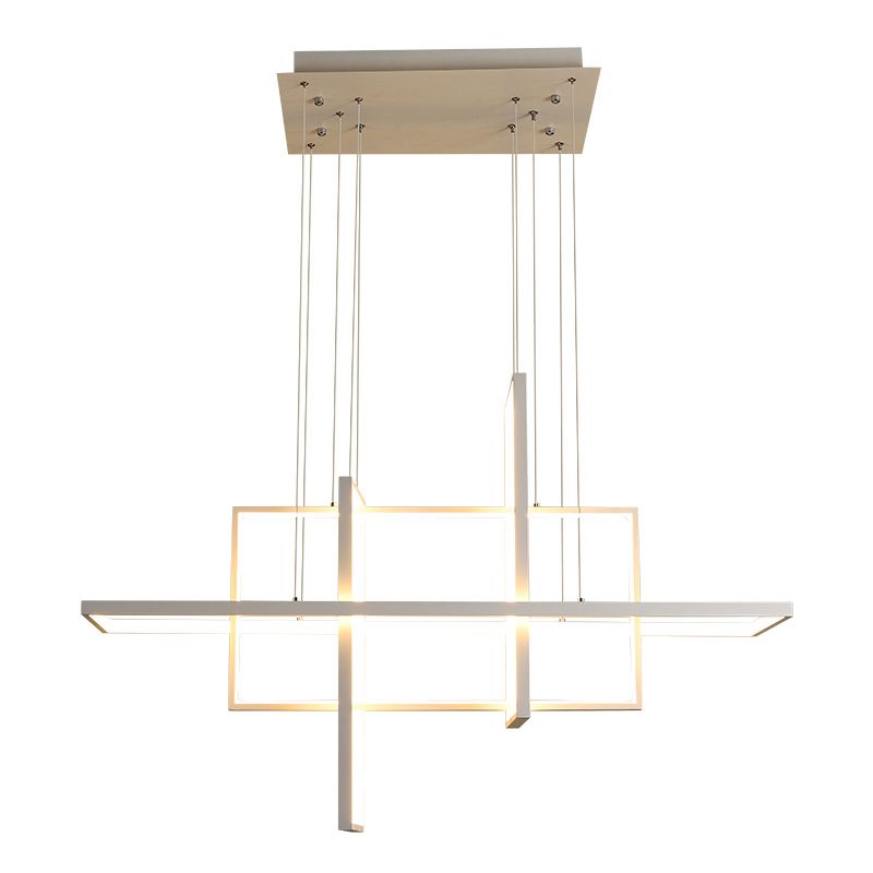 Rectangle moderne Hanging Chandelier Metal Pendant Light Kit