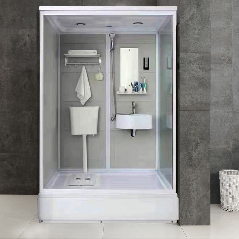 Tempered Glass Single Sliding Shower Enclosure White One Piece Frame Shower Enclosure