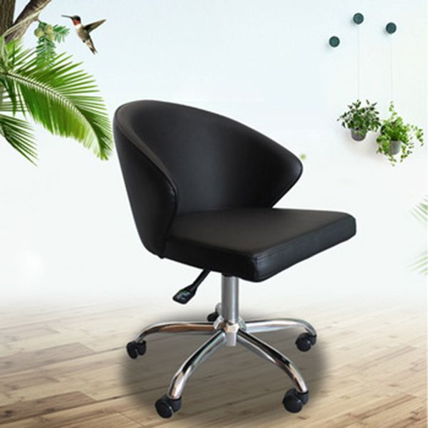 Modern Armless Black Office Chair  Height-adjustable Chair with Wheels