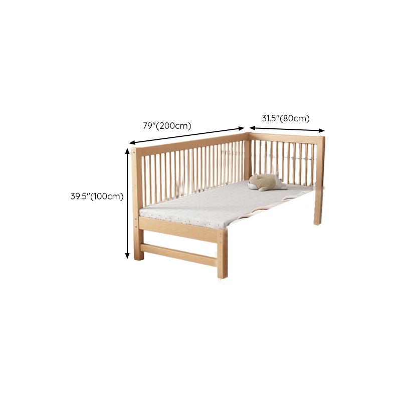 Modern Farmhouse Nursery Crib Adjustable Height Wood Crib in Natural for Bedroom