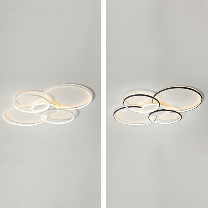 Black / White 5 - Light Flush Mount LED Ring Modern Ceiling Fixture