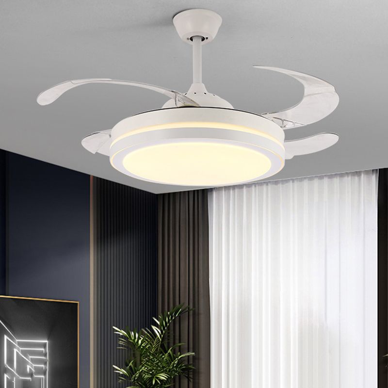 Modern Drum Ceiling Fan Light Interior LED Metal and Acrylic Fan Lighting Fixture