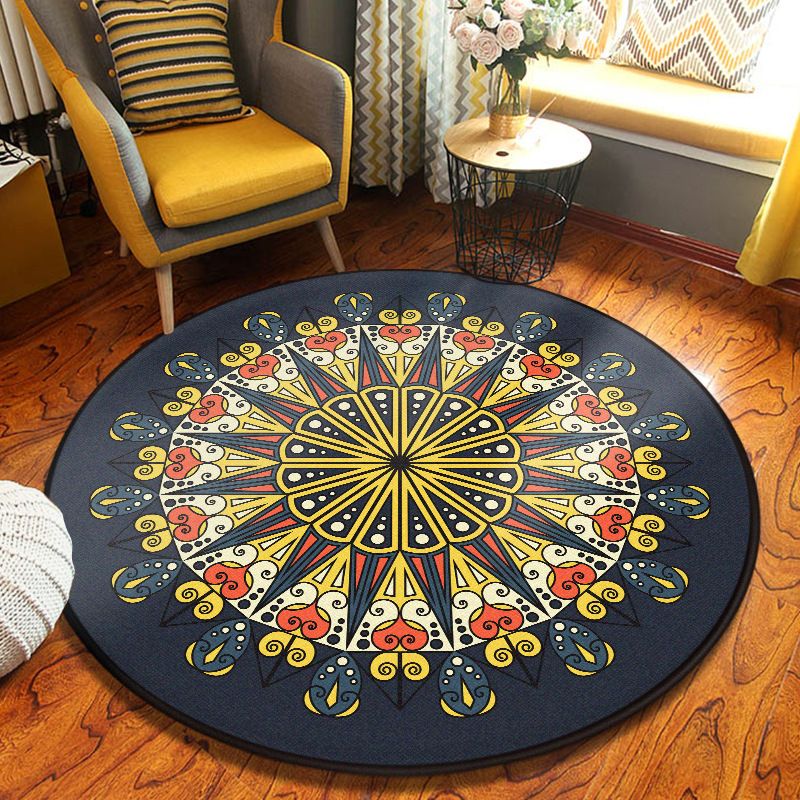 Tapis de tapis marocain bleu tapis graphique en polyester