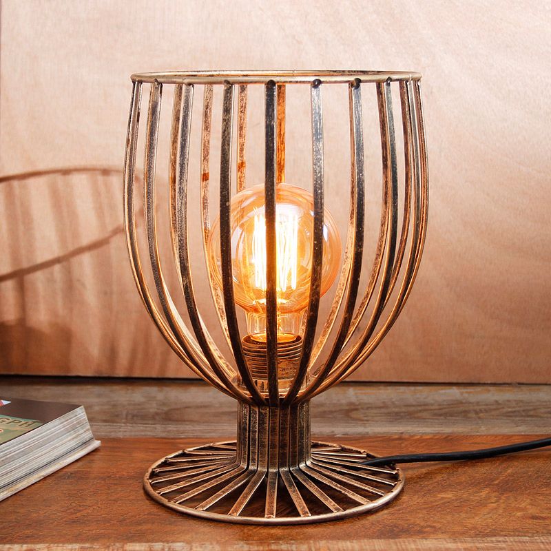 Bronze/Black 1 Light Table Lighting Farmhouse Stylish Wrought Iron Wine Glass Cage Shade Standing Table Lamp