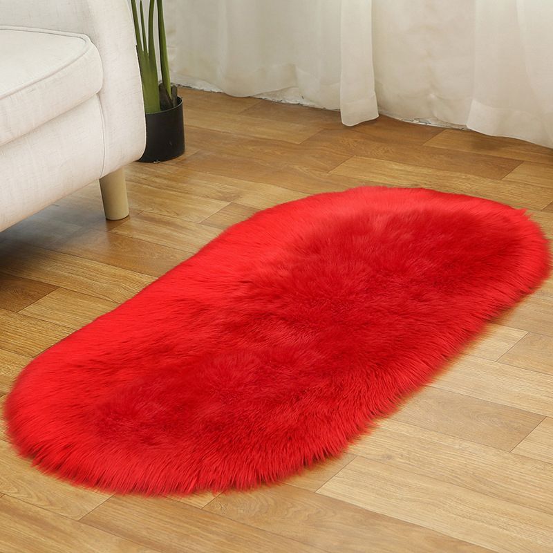 Multi Colored Plain Rug Faux Fur Minimalist Carpet Non-Slip Pet Friendly Stain Resistant Rug for Sitting Room