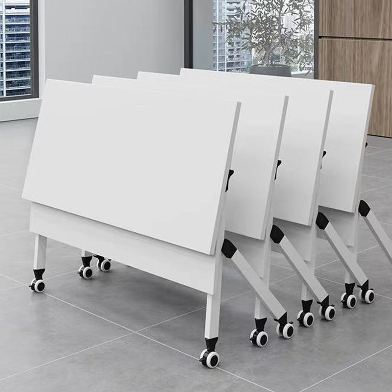 Rectangular Shaped Folding Writing Desk Wood with Metal Legs in White